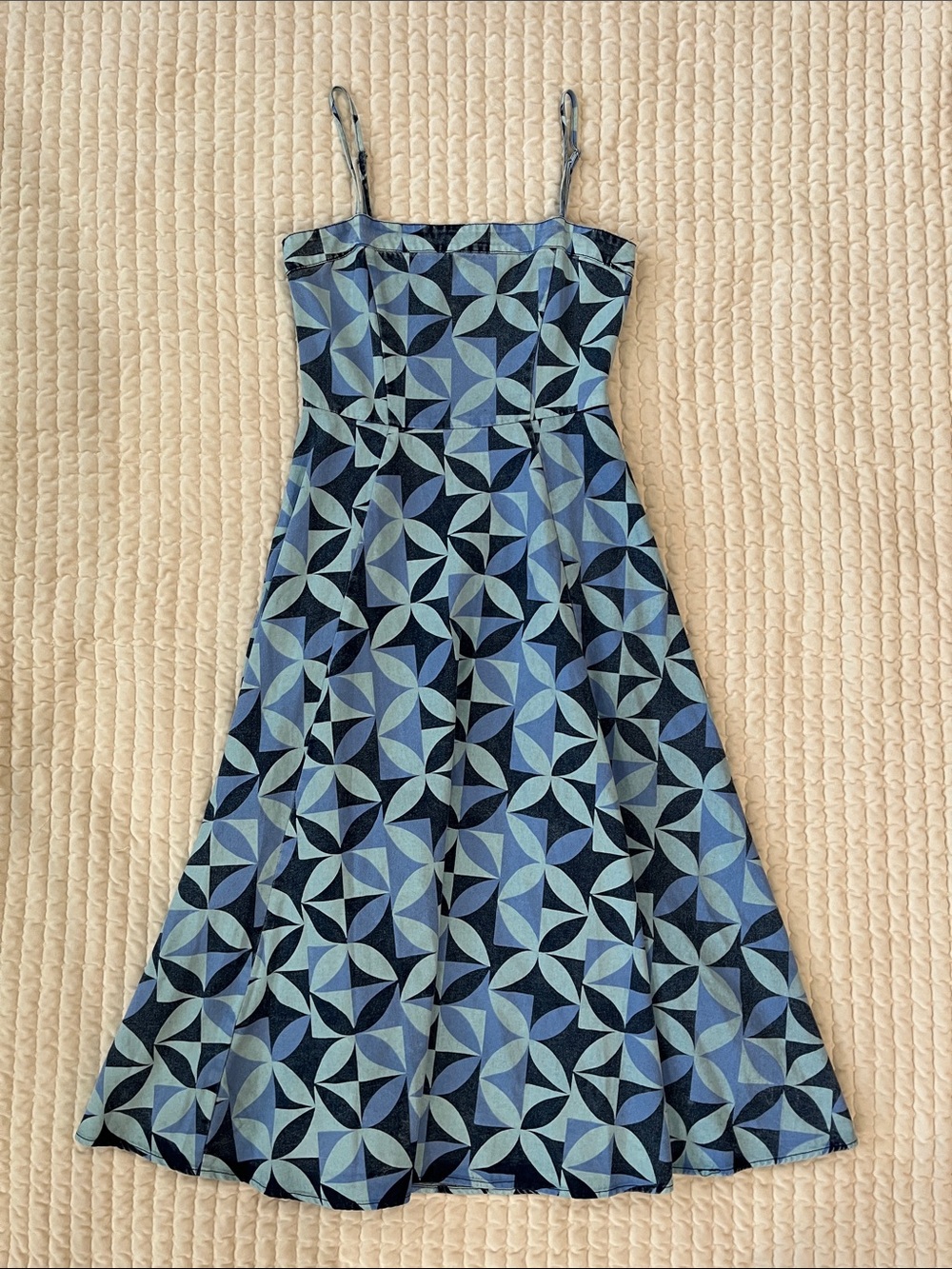 Flying Tomato Blue Geometric Midi Dress